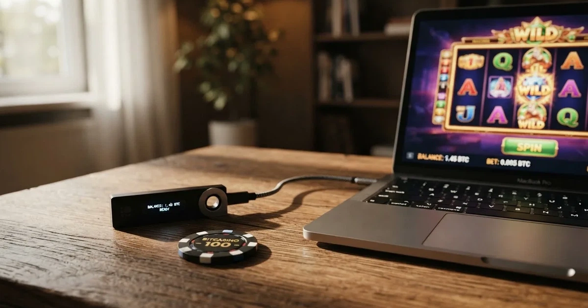 Carteira de hardware e computador portátil numa secretária, com luz suave — casino com solana em portugal